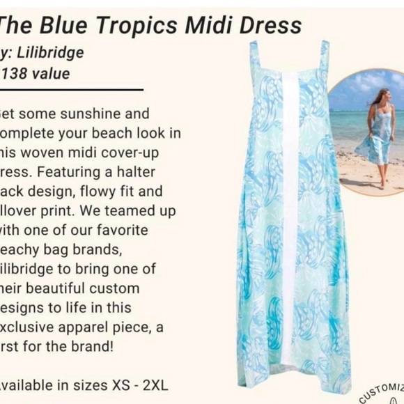 Lilibridge Blue Tropics Midi Dress brand new small - Picture 3 of 6
